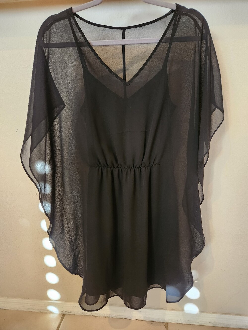 Express Brand Sheer Black V-Neck Chiffon Tunic Dress